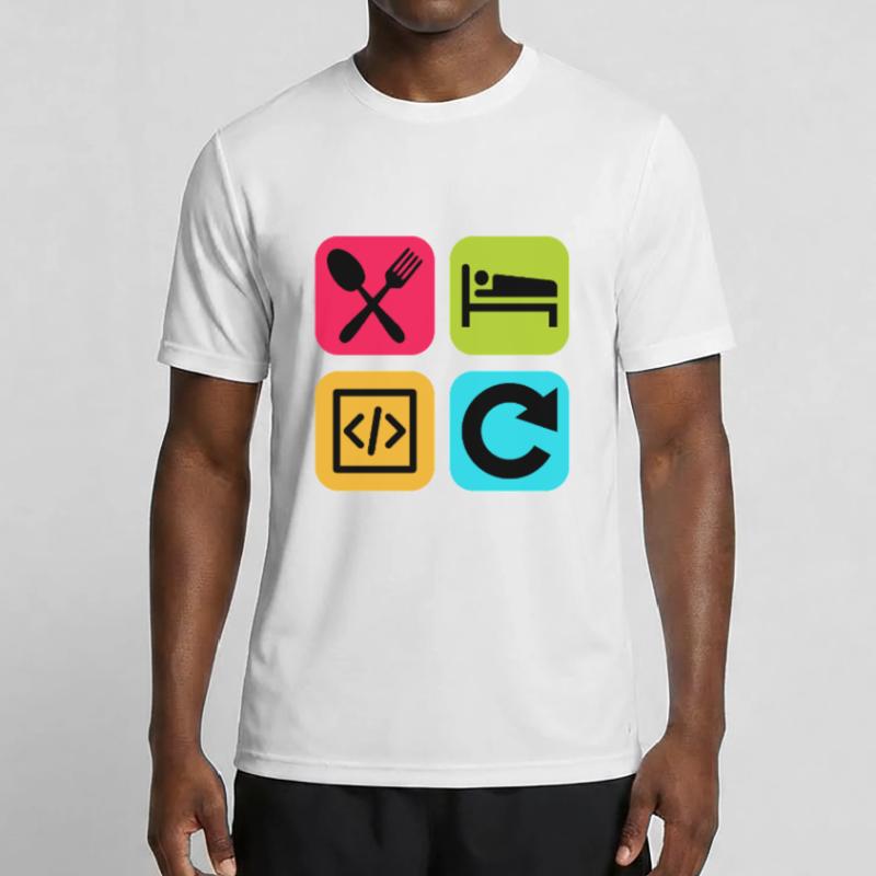 Manger Dormir Code Répéter Citation drôle Dev T-shirt sport Homme