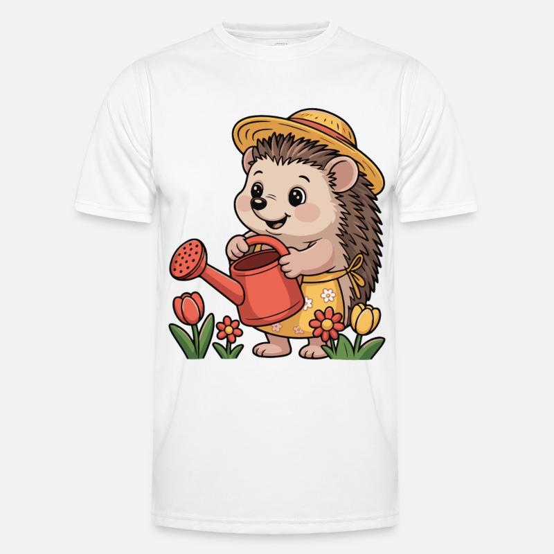 Gärtner-Igel mit Strohhut Männer Funktions-T-Shirt
