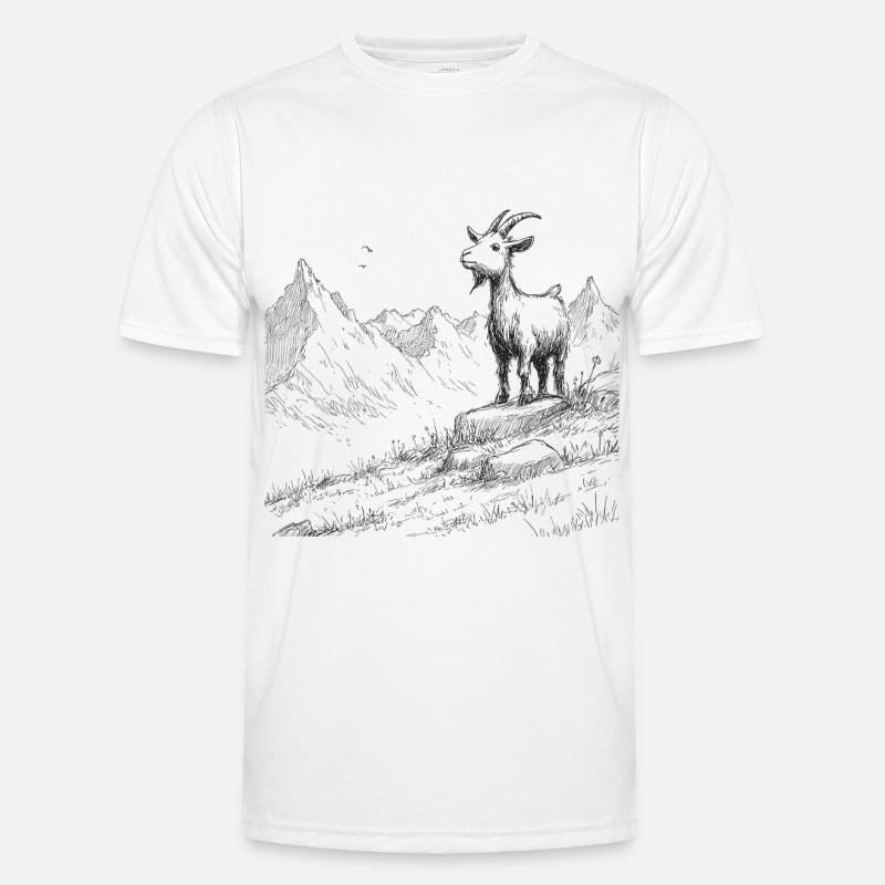 Alpengipfel mit Ziege Männer Funktions-T-Shirt