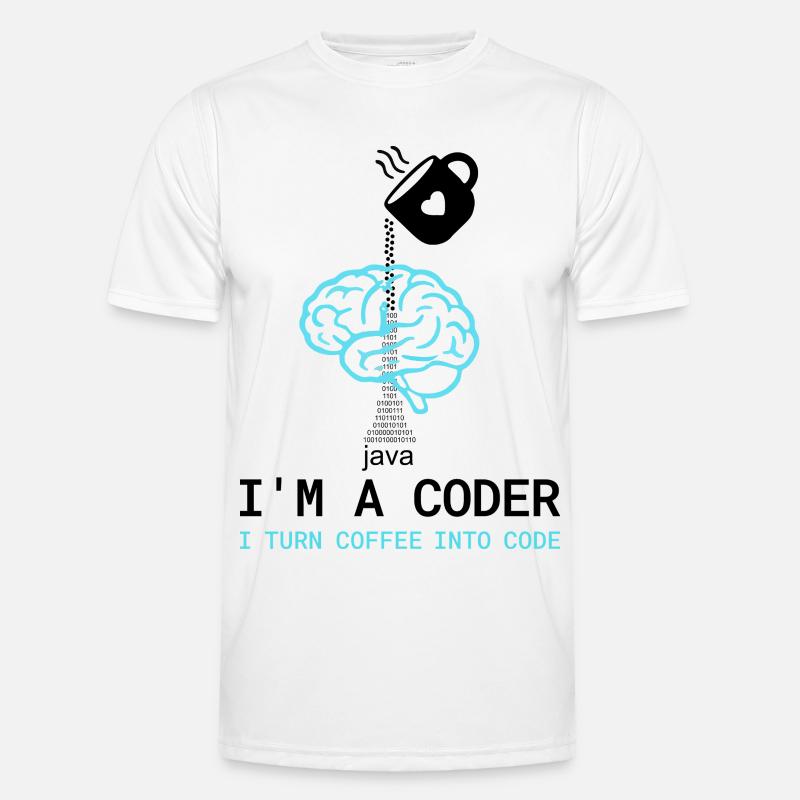 Coder T-Shirt: Coffee into Code – Nerdy Programmie Männer Funktions-T-Shirt