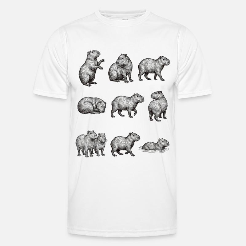 Silhouettes de capybara dans la conception forestière T-shirt sport Homme