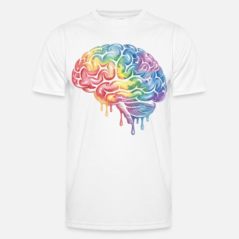 Rainbow Brain Gradient Print Design Men's Functional T-Shirt