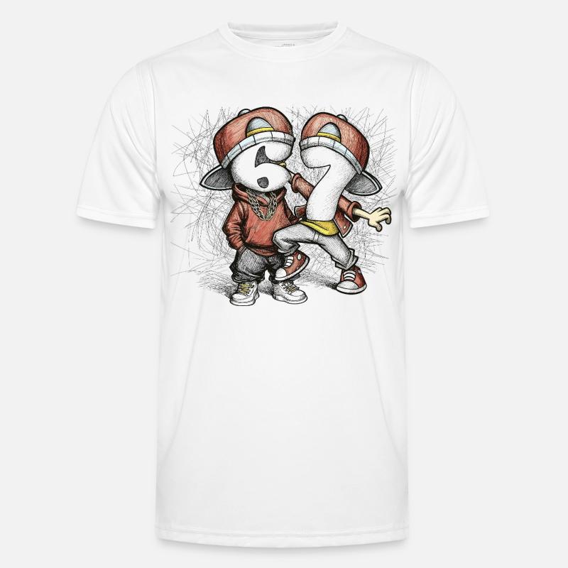 Nummer Duo Street Style Dancing Six Seven 67 - Funktionsshirt til herrer - hvid
