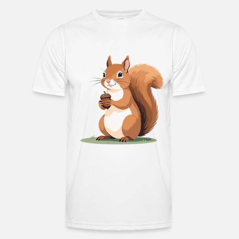 Eichhörnchen mit Eichel Karikatur Männer Funktions-T-Shirt