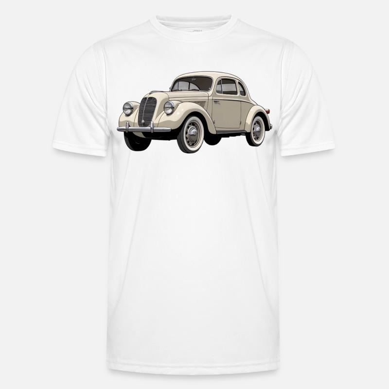 Beige Oldtimer Coupé Artwork - Männer Funktions-T-Shirt - Weiß