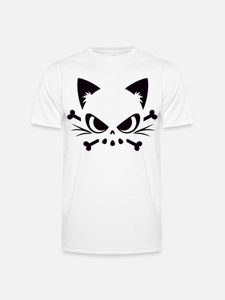 Cats Skull | Minimal Skull & Bones motif - Men's Functional T-Shirt - white