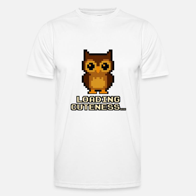 Pixel Eulen Loading Cuteness - Männer Funktions-T-Shirt - Weiß