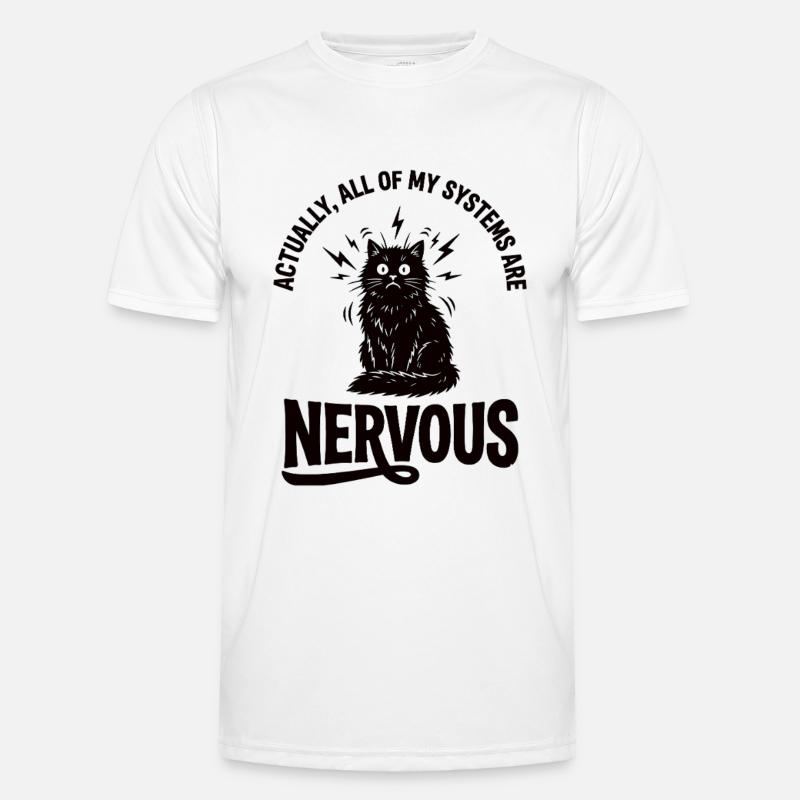 Real Irony Cat Nervous System Statement - Men's Functional T-Shirt - white