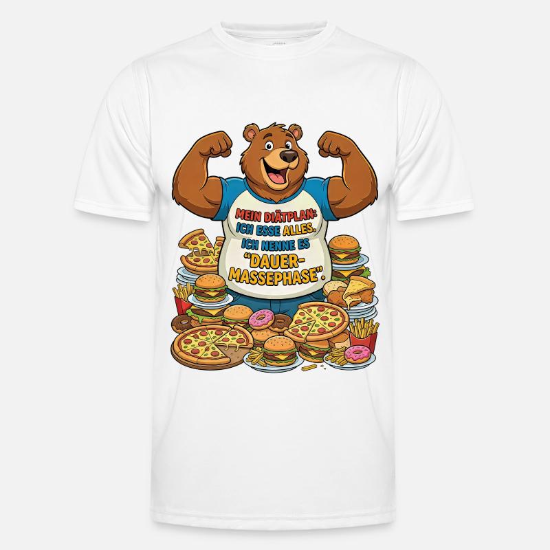 Permanent mass phase: Bear with pizza Men's Functional T-Shirt