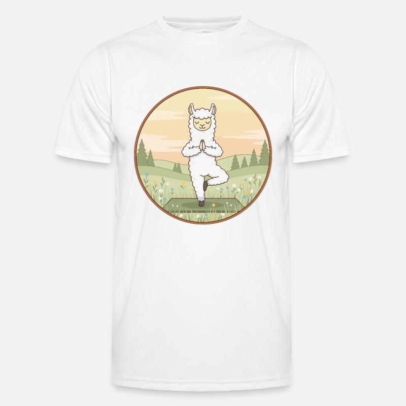 Yoga Llama Alpaca Doing Tree Pose - Men's Functional T-Shirt - white