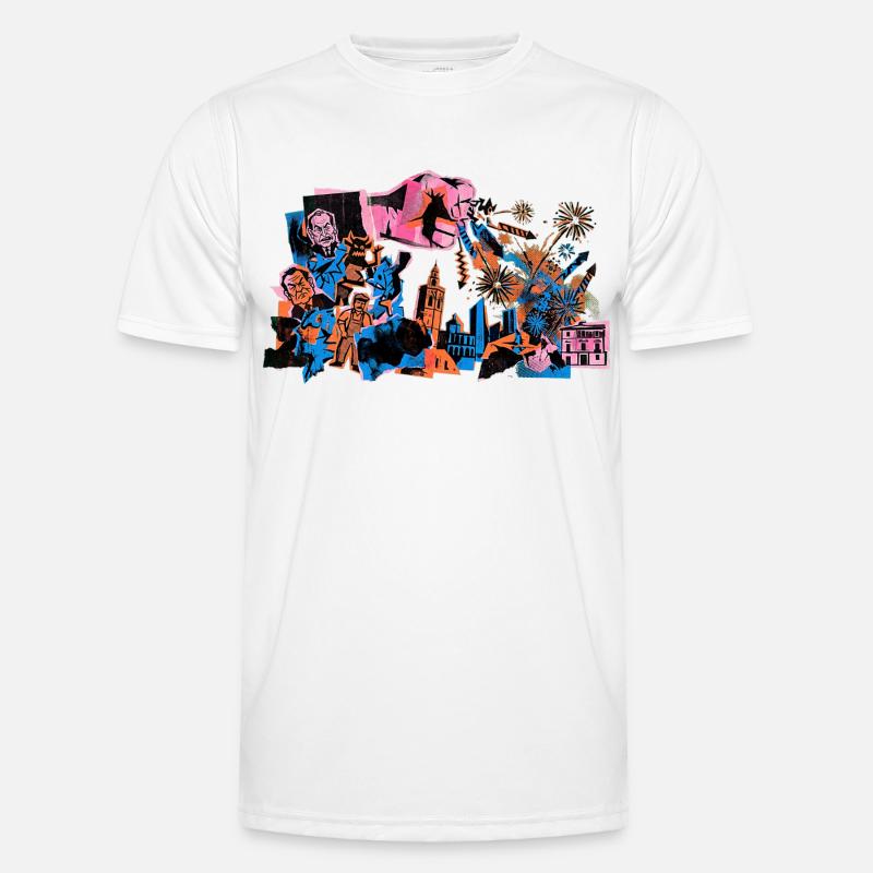 Fallas De Valencia Fireworks Risograph - Men's Functional T-Shirt - white