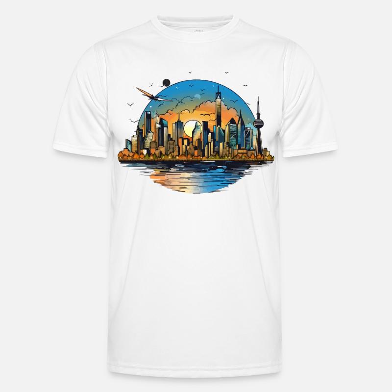 Sunset Skyline Reflection - Men's Functional T-Shirt - white