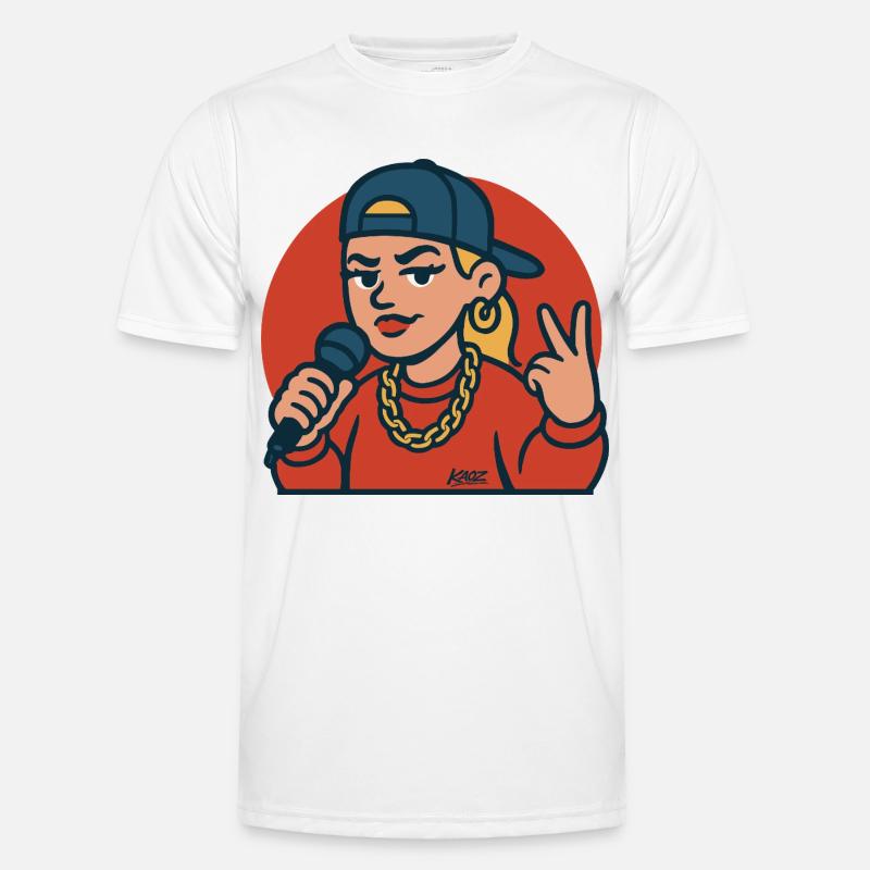 Rap-Diva mit Mikrofon Männer Funktions-T-Shirt