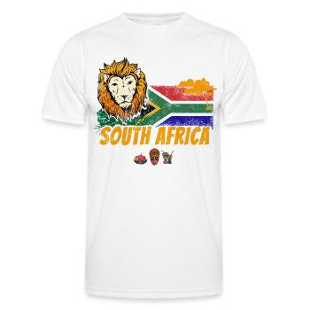 Souvenir du lion vintage sud-africain avec drapeau africain - T-shirt sport Homme - blanc - Devant - AI Model Male 178 dark (178cm)