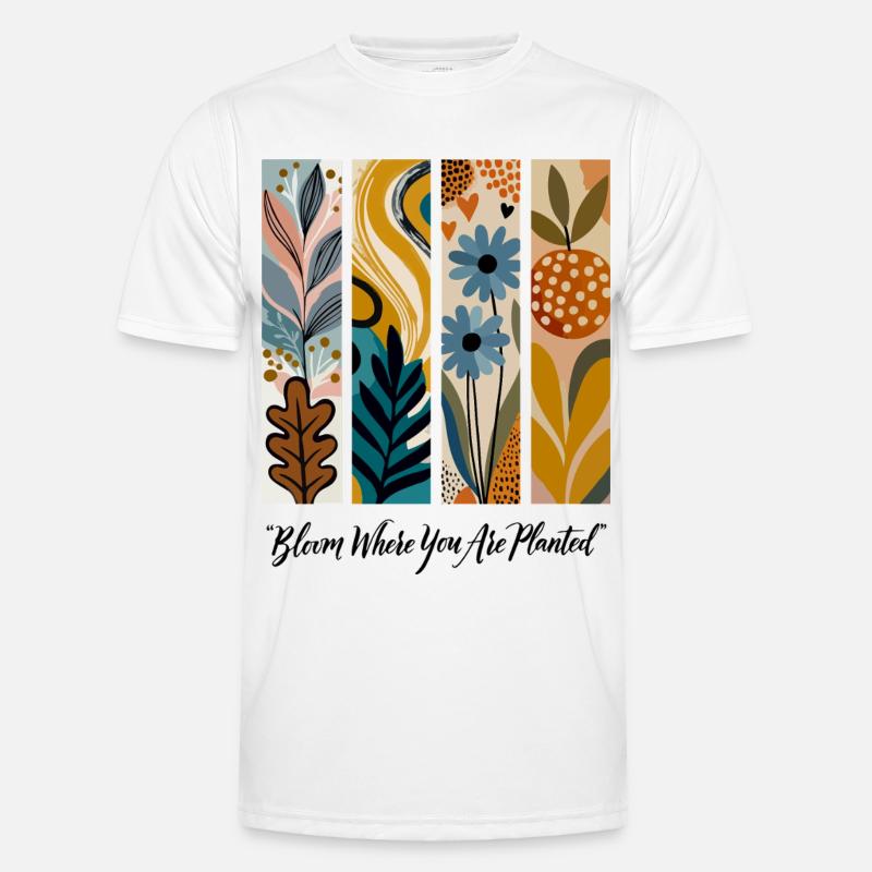 Blühende Botanische Panel-Collage Männer Funktions-T-Shirt