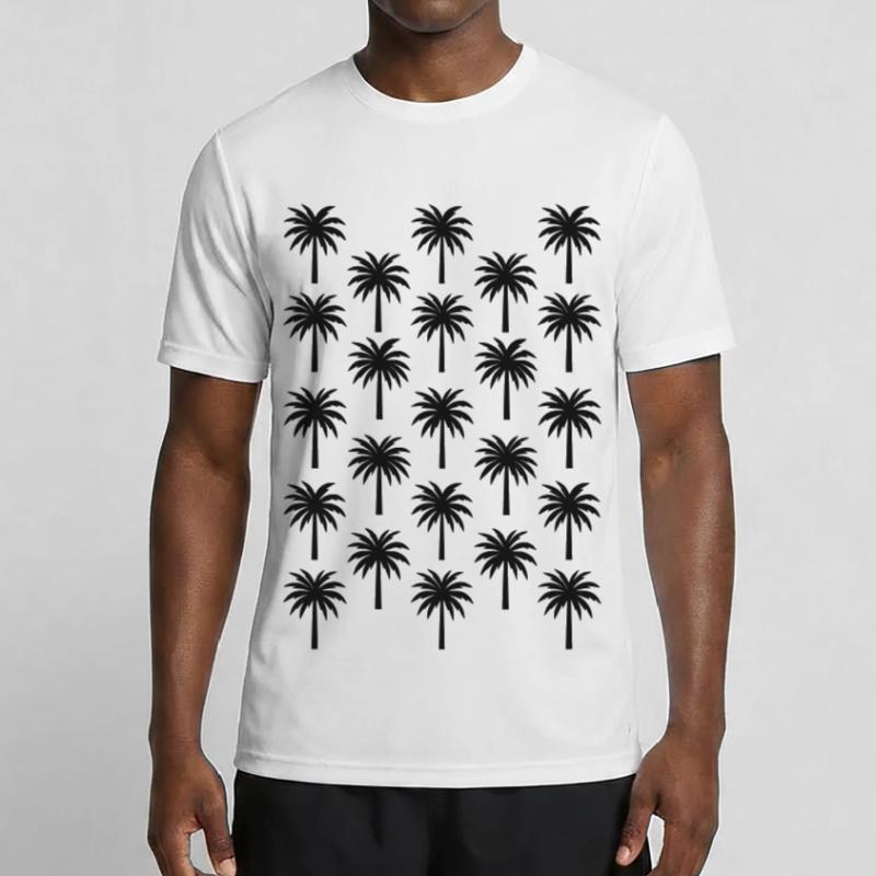 Palm Tree Pattern Black Palm Tree Men's Functional T-Shirt