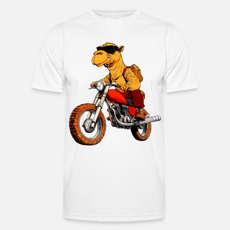 Kamel Motorradfahrer Männer Funktions-T-Shirt
