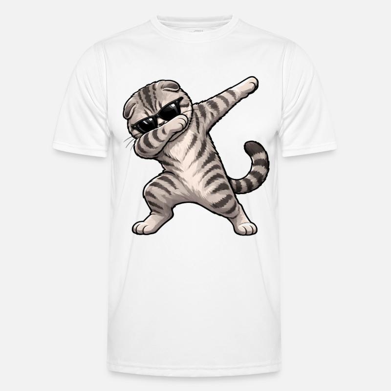 Dabbing Scottish Fold - Männer Funktions-T-Shirt - Weiß
