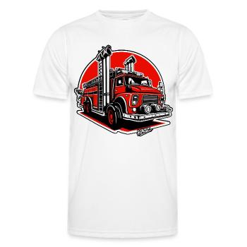 Crimson Fire Engine Illustration - Men's Functional T-Shirt - white - Front - AI Model Male 178 dark (178cm)