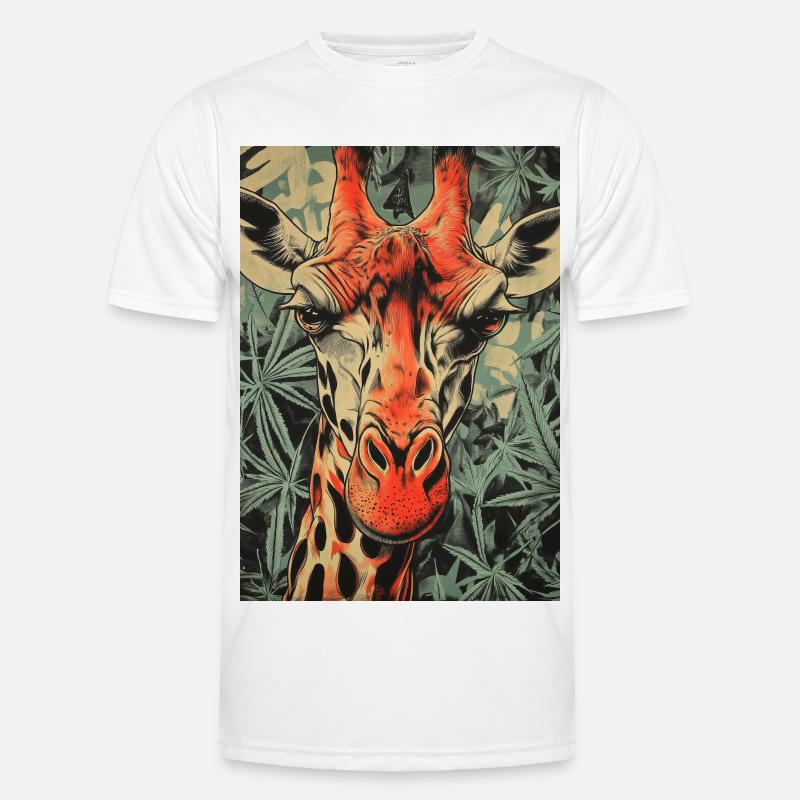 Giraf i cannabis-tryk - Funktionsshirt til herrer - hvid