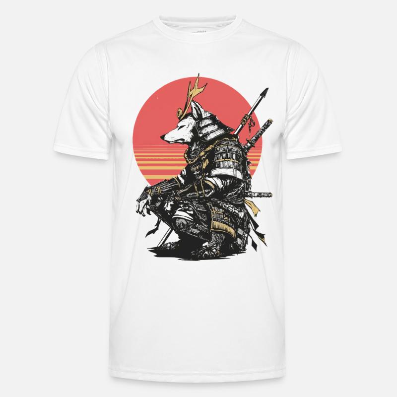 Wolf Samurai in Sunset Armor - Men's Functional T-Shirt - white