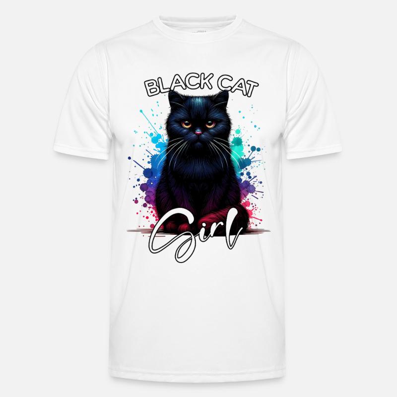Grumpy Black Cat Mädchen Schwarze Katze - Männer Funktions-T-Shirt - Weiß