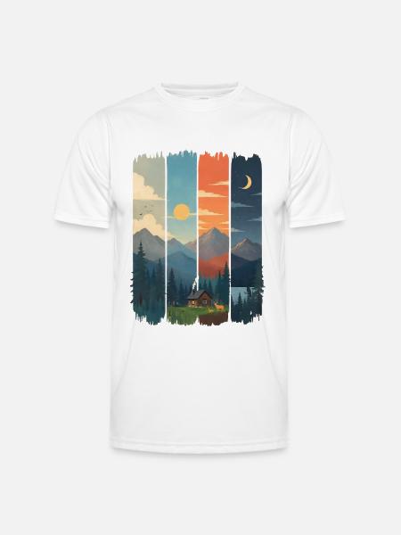 Horizons in four mountain panels - Men's Functional T-Shirt - white