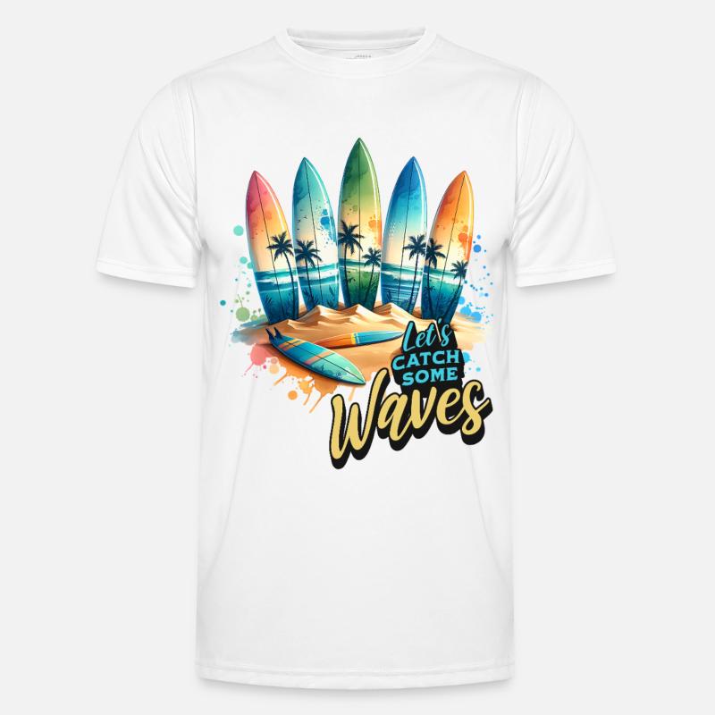 Let's Catch Some Waves - Men's Functional T-Shirt - white