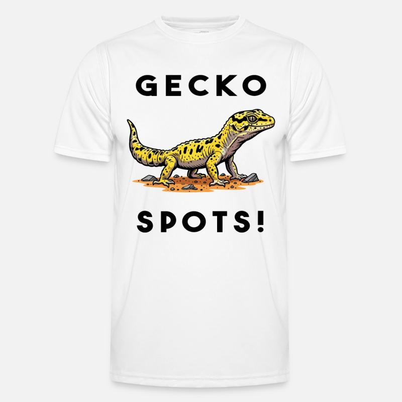 Gecko Leopard Bask Lizard Terrarium - Men's Functional T-Shirt - white