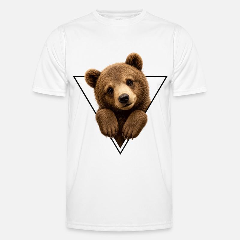 Bear cub in triangle - Men's Functional T-Shirt - white