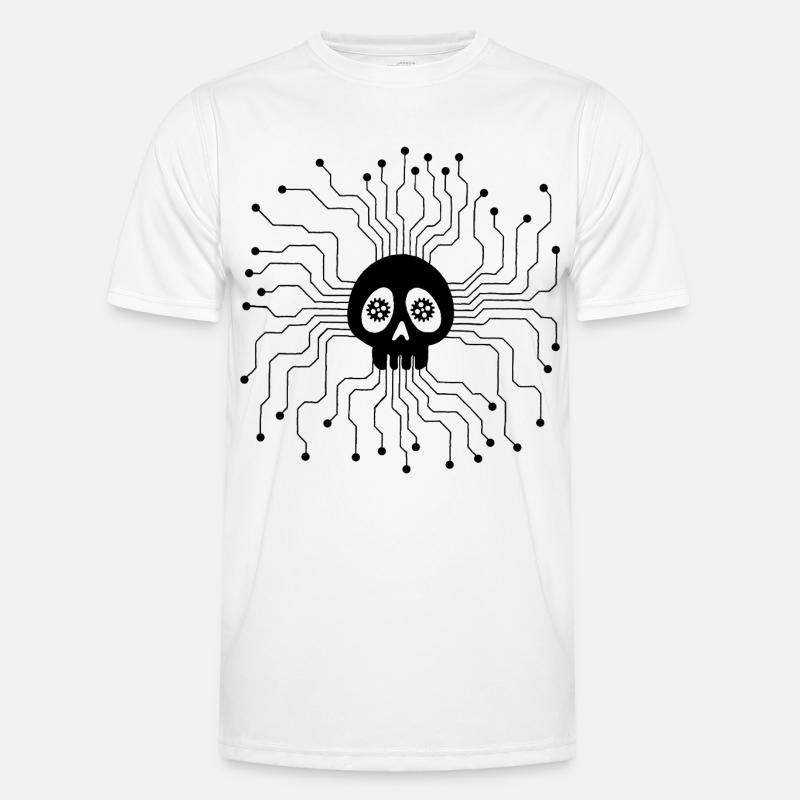 Microprocessor Skull (Black) - Men's Functional T-Shirt - white
