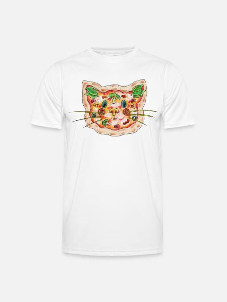 Pizza Katze - Männer Funktions-T-Shirt - Weiß