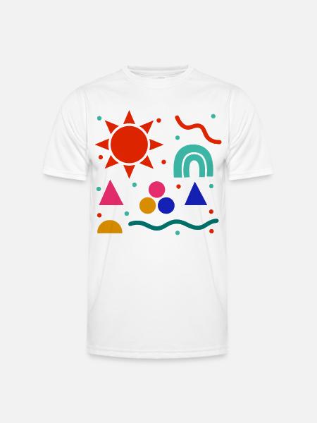 Lebendige Geometrie Sonnenfarben Muster - Männer Funktions-T-Shirt - Weiß