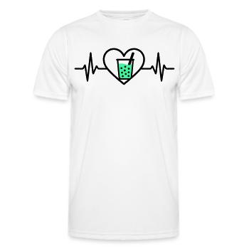 Bubble Tea Heart Boba Drink Sweet Trend - Men's Functional T-Shirt - white - Front - AI Model Male 178 dark (178cm)