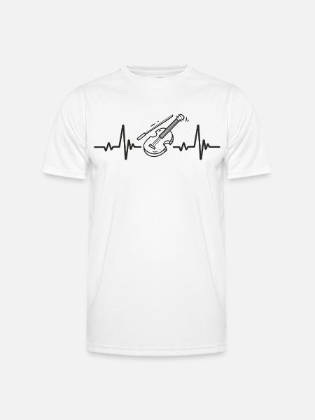 Violin Classical Music Rhythm Instrument Heart - Men's Functional T-Shirt - white