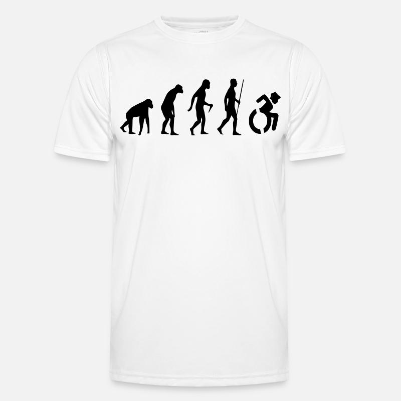 Evolution Rollstuhl. Die Rollstuhl-Evolution * - Männer Funktions-T-Shirt - Weiß
