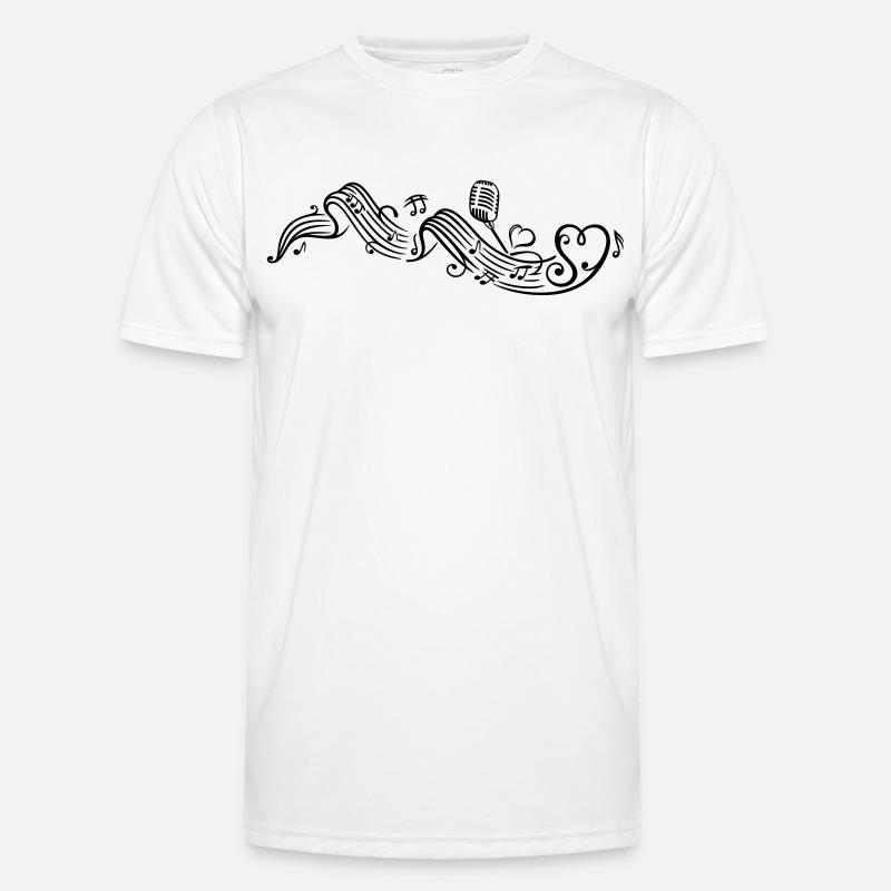 Notenblatt mit microphon, music, notes, clef - Männer Funktions-T-Shirt - Weiß