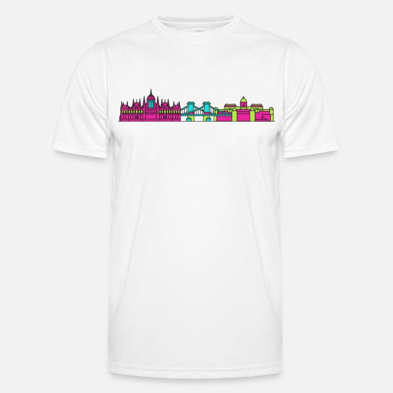 Budapester Stadtskyline-Parlament: Moderne Kunst Männer Funktions-T-Shirt
