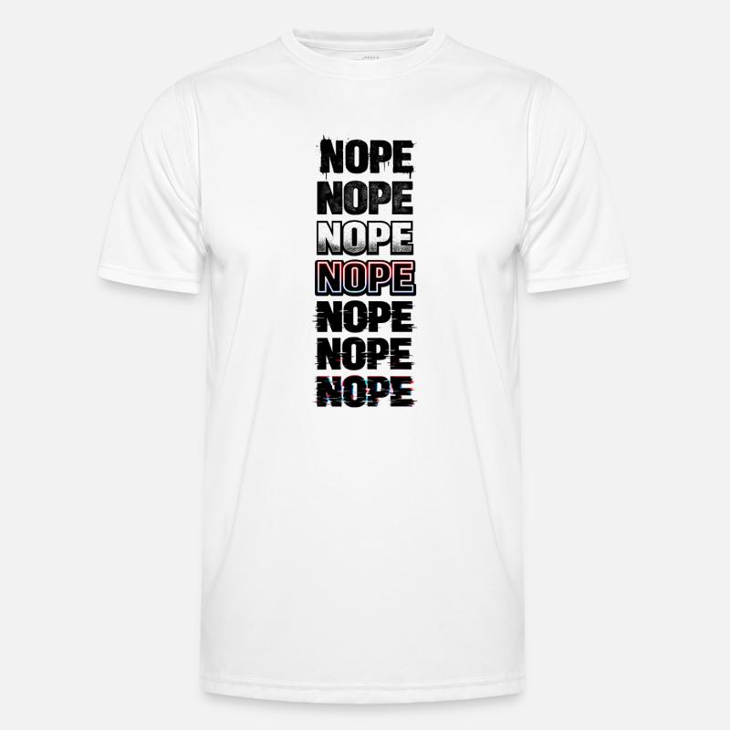 Nope Neon Glitch Text Stack - Men's Functional T-Shirt - white