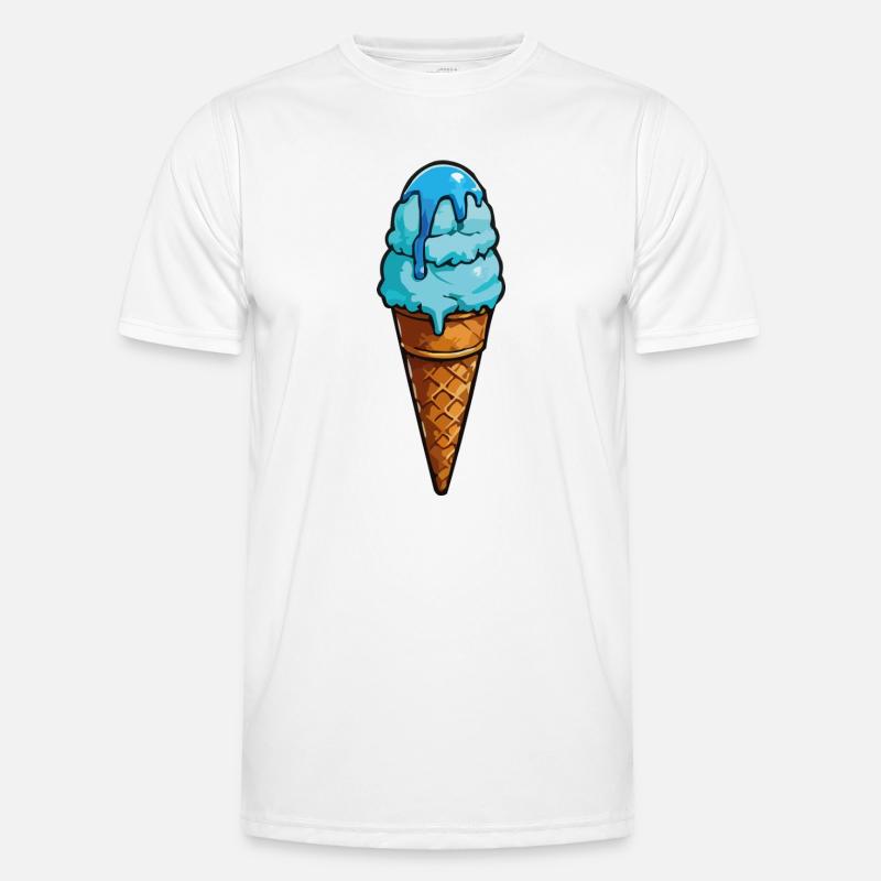 Blaues Eiscreme Cartoon Eiswaffel - Männer Funktions-T-Shirt - Weiß