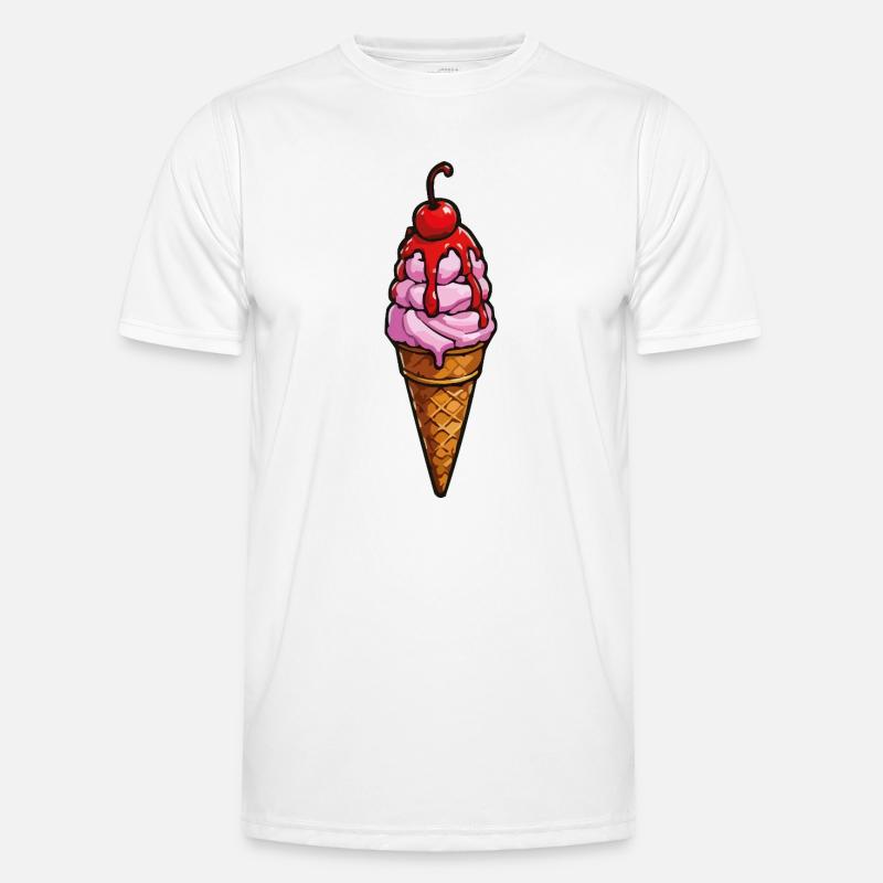 Kirsche Erdbeere Eiscreme - Männer Funktions-T-Shirt - Weiß