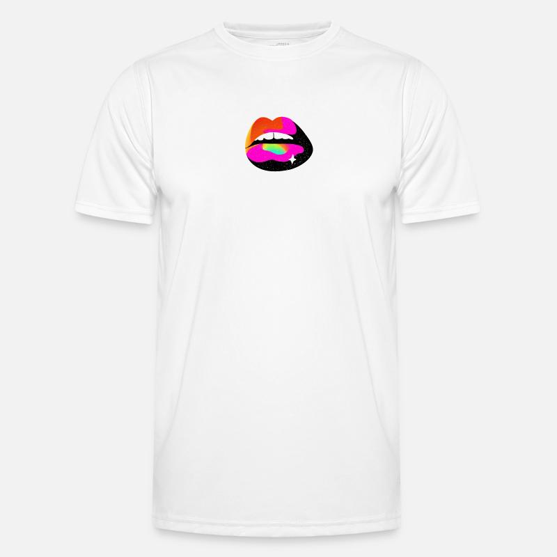 Regenbogen Lippe Pop Art Männer Funktions-T-Shirt