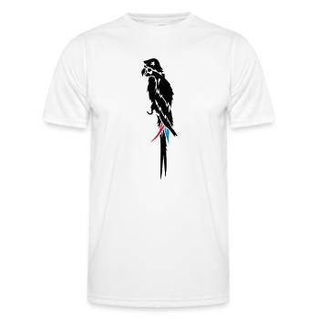 Parrot pirate with eye patch, pirate hat and hook - Men's Functional T-Shirt - white - Front - AI Model Male 178 dark (178cm)
