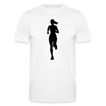 Silhouette de la coureuse marathonienne - T-shirt sport Homme - blanc - Devant - AI Model Male 178 dark (178cm)