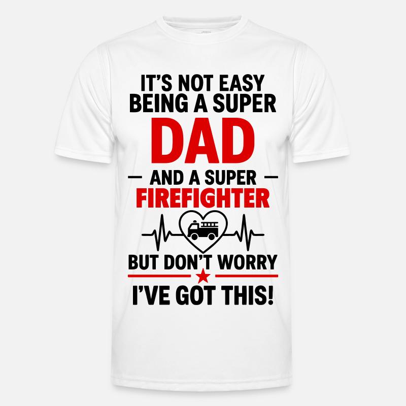 Heart + Fire Brigade – Super Dad Firefighter - Men's Functional T-Shirt - white