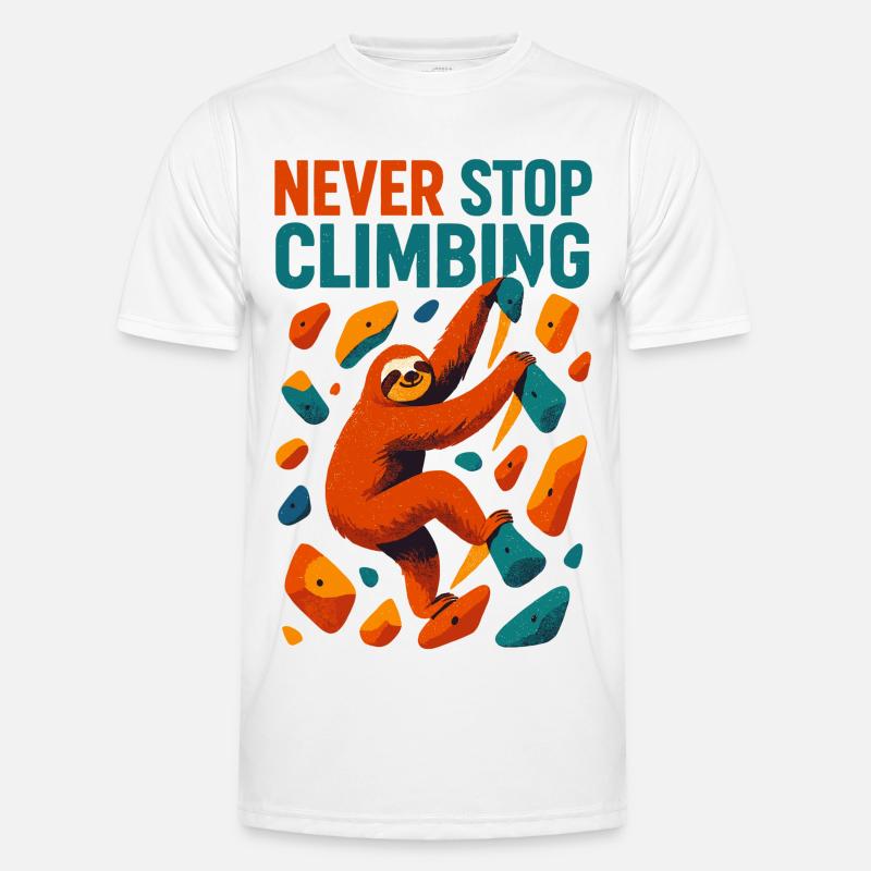 Bouldering Sloth Climbing Motivation Gift - Men's Functional T-Shirt - white