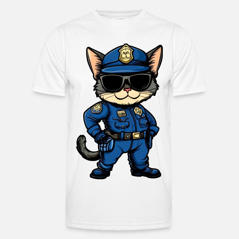 Polizei Katze Männer Funktions-T-Shirt