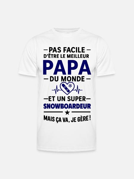 Heart + Snowboard – Super Snowboarder Dad - Men's Functional T-Shirt - white