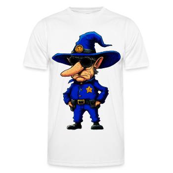 Policier Sorcier - T-shirt sport Homme - blanc - Devant - AI Model Male 178 dark (178cm)
