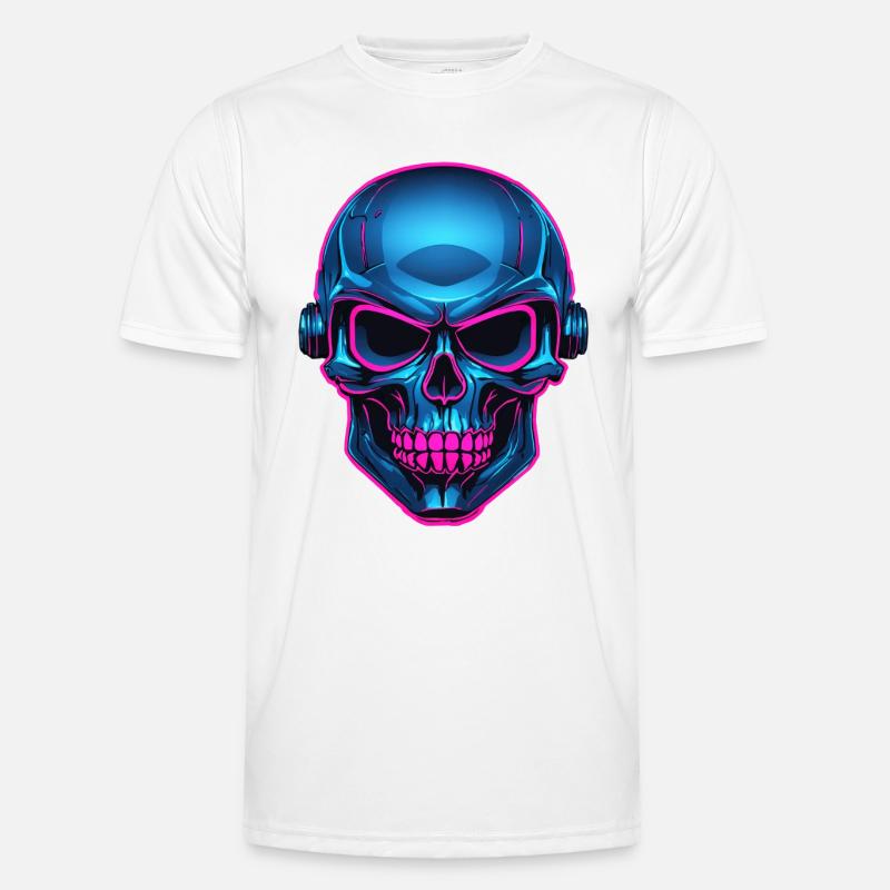 Neon Skull mit Kopfhörer Männer Funktions-T-Shirt